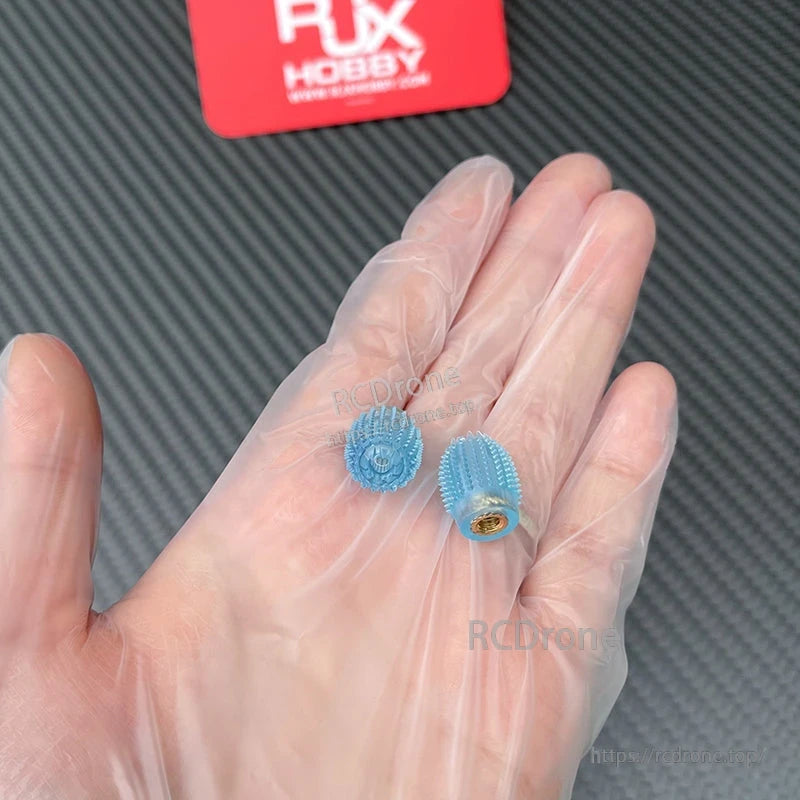 RJX 1 Pair Thumb Grippies Non-Slip Radio Stick, Pair of blue knurled thumb grippies for RC radio transmitter sticks with brass threaded insert