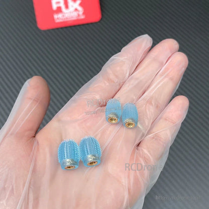 RJX 1 Pair Thumb Grippies Non-Slip Radio Stick, Blue RJX thumb grippies for RC radio sticks, textured non-slip caps with brass threaded inserts in hand