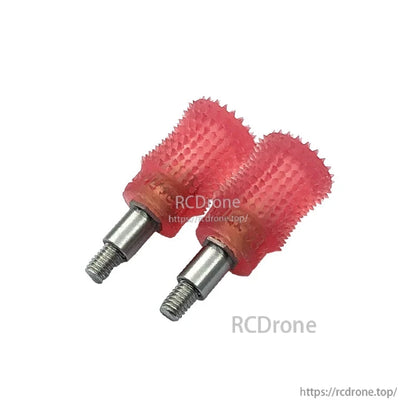 Pair of red textured anti-slip gimbal stick ends with threaded metal stems for RadioMaster Pocket