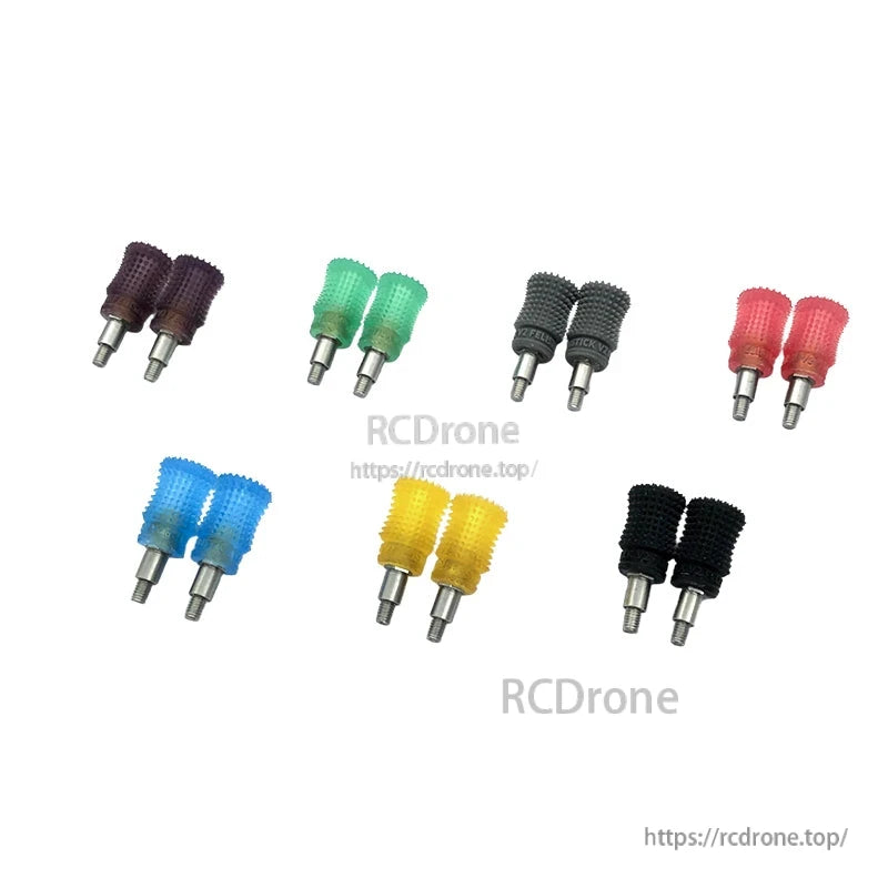 RJX textured gimbal stick ends with threaded shafts, anti-slip joystick caps in assorted colors for RadioMaster Pocket