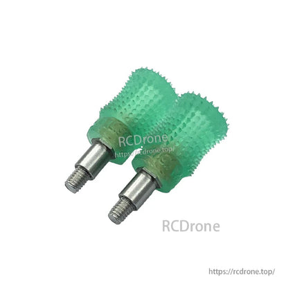 Pair of green textured anti-slip gimbal stick ends with metal threaded shafts for RadioMaster Pocket