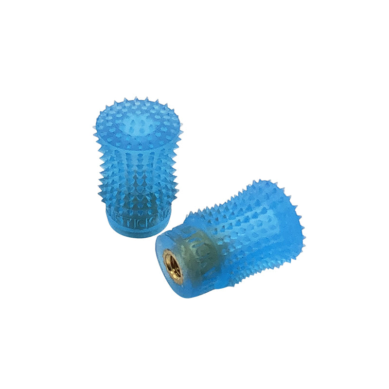 RJX 1 Pair V2 M4 Rocker Joystick, Pair of RJX V2 M4 rocker joystick thumb grips in blue, knurled texture with brass threaded insert