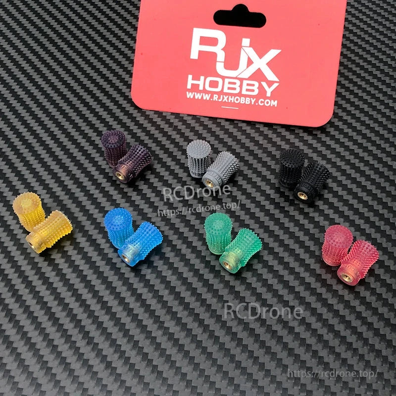 RJX 1 Pair V2 M4 Rocker Joystick, RJX Hobby V2 M4 rocker joystick stick caps in assorted anodized colors, textured metal grip design