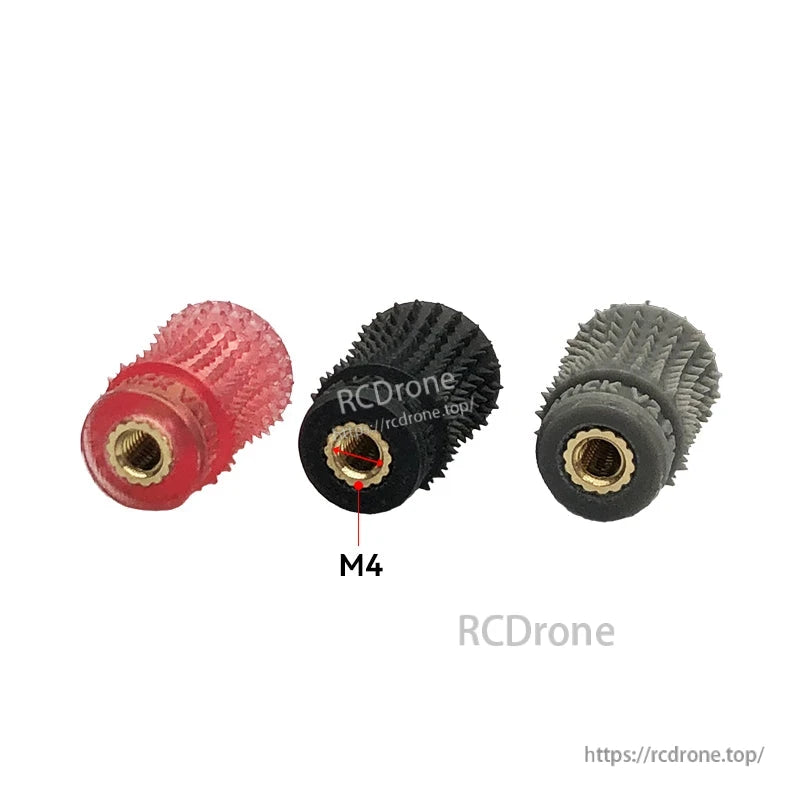 RJX 1 Pair V2 M4 Rocker Joystick, RJX V2 M4 rocker joystick thumb stick caps with knurled grip and brass threaded insert, in red, black and gray