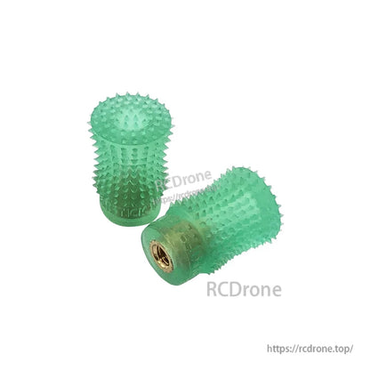 RJX 1 Pair V2 M4 Rocker Joystick, Pair of green RJX V2 M4 rocker joystick thumb grips with textured spiked surface and brass threaded insert