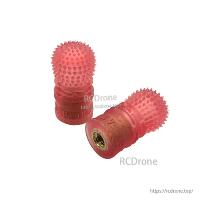 RJX 1 Pair V3 M4 Anti-Slip Gimbal Stick, Pair of RJX V3 M4 anti-slip gimbal sticks in red with textured spiked tops and metal threaded inserts