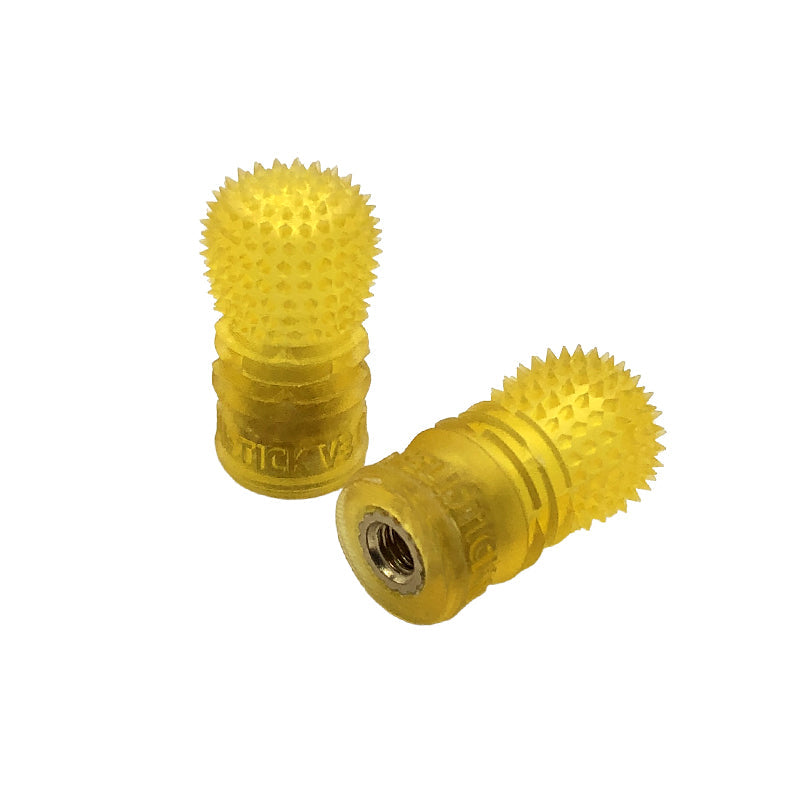 RJX 1 Pair V3 M4 Anti-Slip Gimbal Stick, Pair of yellow RJX V3 M4 anti-slip gimbal stick ends with textured grip and threaded insert