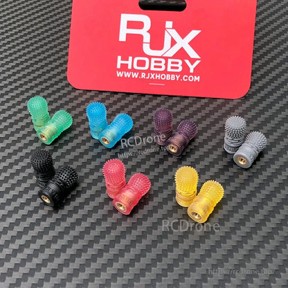 RJX 1 Pair V3 M4 Anti-Slip Gimbal Stick, Assorted RJX Hobby anti-slip gimbal stick ends with spiked grips and brass inserts for RC transmitters
