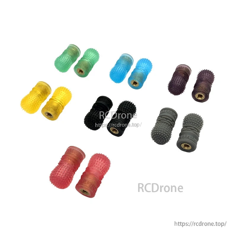 RJX 1 Pair V3 M4 Anti-Slip Gimbal Stick, RJX V3 anti-slip gimbal stick ends with textured grip and threaded brass insert, shown in multiple colors