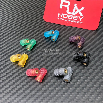 RJX 1 Pair V3 M4 Anti-Slip Gimbal Stick, Assorted colored RJX anti-slip M4 gimbal stick ends for RC transmitter, textured grips with brass threads