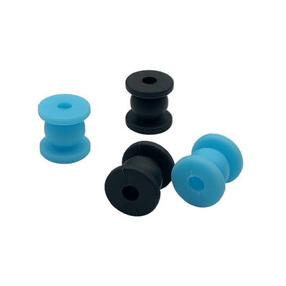 Blue and black silicone anti-vibration damping balls with center hole, RJX 12x12x4mm 4mm ID