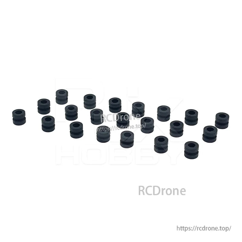 RJX 100pcs 3x5x6mm Damping Ball, Black rubber damping balls/bushings with center hole, RJX 3x5x6mm pack for vibration isolation