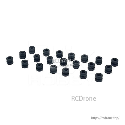 RJX 100pcs 3x5x6mm Damping Ball, Black rubber damping balls/bushings with center hole, RJX 3x5x6mm pack for vibration isolation