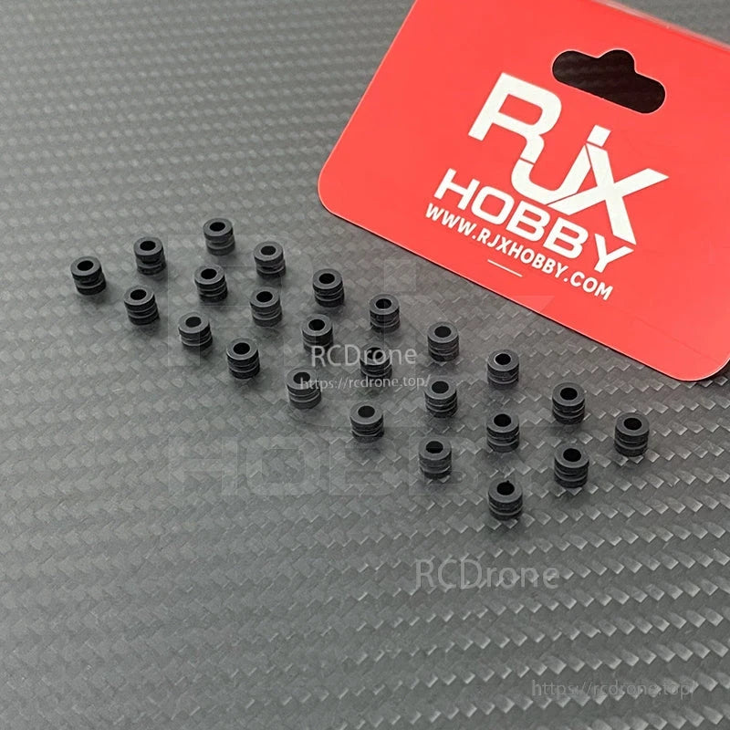 RJX 100pcs 3x5x6mm Damping Ball, RJX Hobby black rubber damping balls with center holes for RC drone electronics mounting