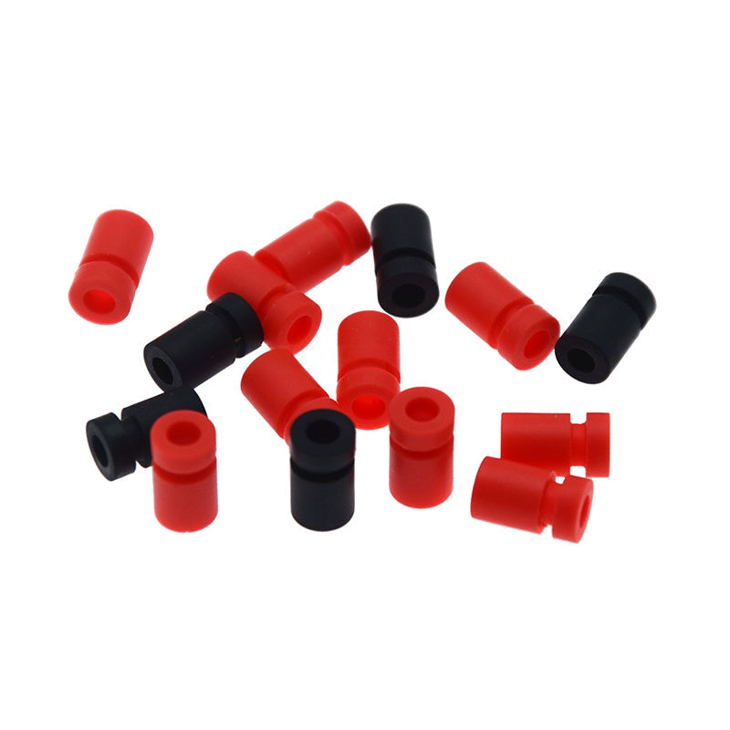 RJX 100pcs 3x6x10mm Silicone Damping Ball, Red and black silicone damping balls with center holes, 3x6x10mm vibration isolator grommets (100pcs)