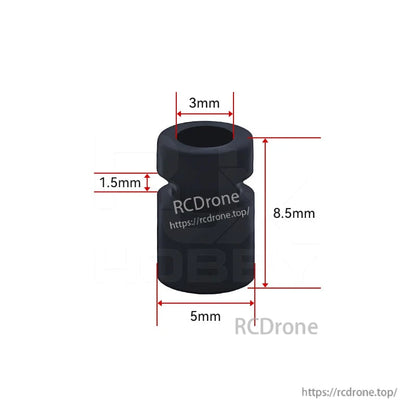 RJX 100pcs Damping Ball, Black RJX rubber damping ball bushing with 3mm center hole, 8.5mm height and 5mm outer diameter