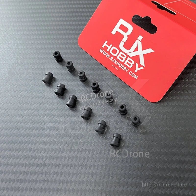 RJX 100pcs Damping Ball, RJX Hobby black rubber damping ball grommets set for RC models, shown with branded packaging card