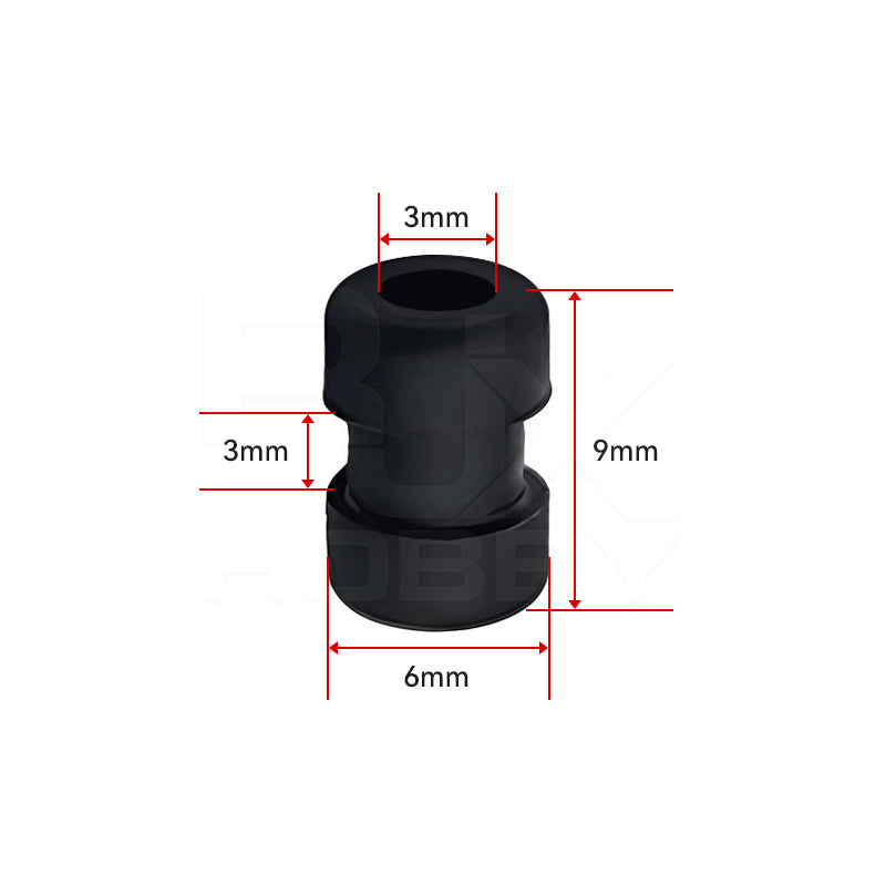 RJX 100pcs Damping Ball, Black rubber damping ball grommet, 9mm tall with 6mm base and 3mm inner hole diameter