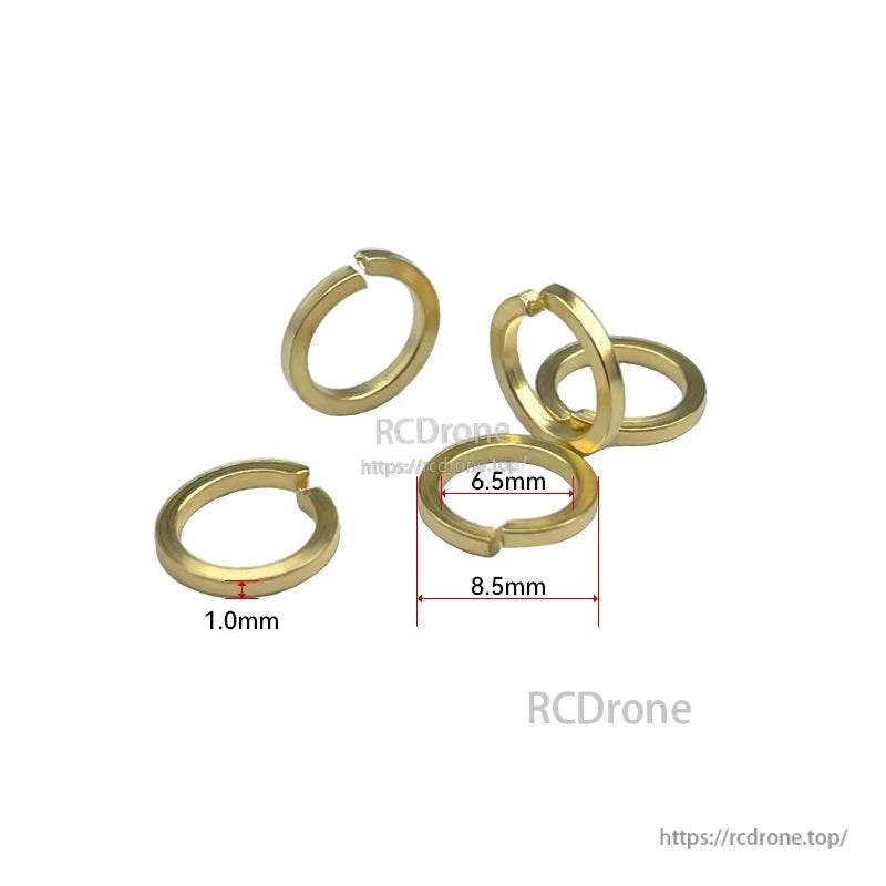 Gold spring lock washers for SMA female connector nuts, sized 8.5 mm OD, 6.5 mm ID, and 1.0 mm thick