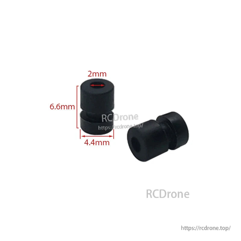 RJX 100pcs Silicone Anti-Vibration Damping Ball, Black silicone anti-vibration damping balls with 2mm hole, 6.6mm height and 4.4mm diameter