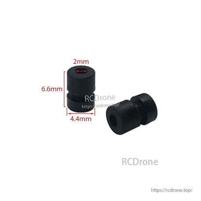 RJX 100pcs Silicone Anti-Vibration Damping Ball, Black silicone anti-vibration damping balls with 2mm hole, 6.6mm height and 4.4mm diameter