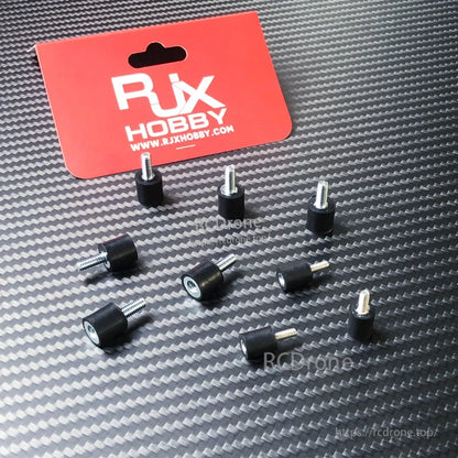RJX 10pcs Vibration Isolator Rubber Shock Mount, RJX Hobby rubber vibration isolator shock mounts with threaded studs, black cylindrical dampers (10pcs)