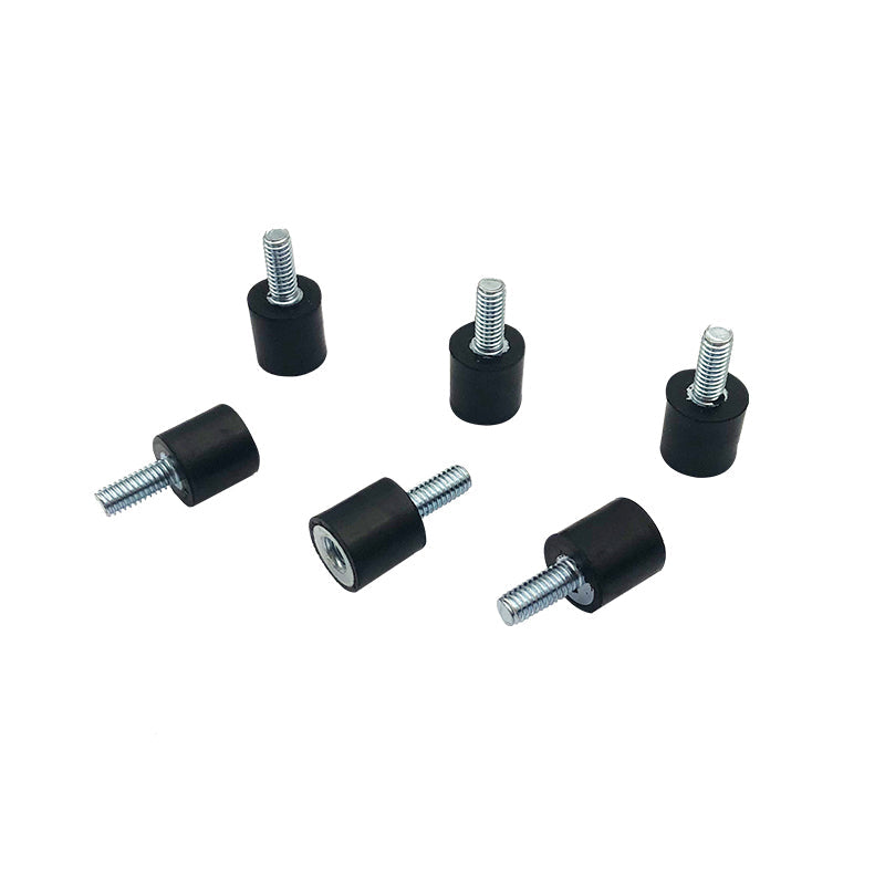 RJX 10pcs Vibration Isolator Rubber Shock Mount, Rubber vibration isolator shock mounts with threaded metal studs, RJX pack of 10, black cylinders