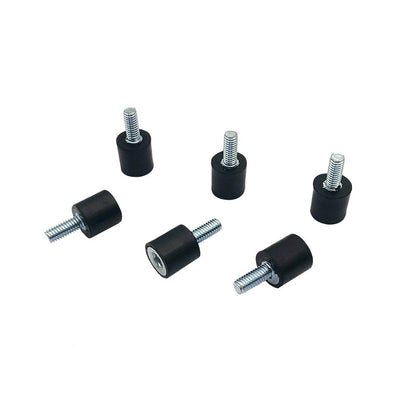 RJX 10pcs Vibration Isolator Rubber Shock Mount, Rubber vibration isolator shock mounts with threaded metal studs, RJX pack of 10, black cylinders