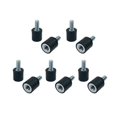 RJX 10pcs Vibration Isolator Rubber Shock Mount, Set of black rubber vibration isolator shock mounts with male threaded stud and female threaded insert