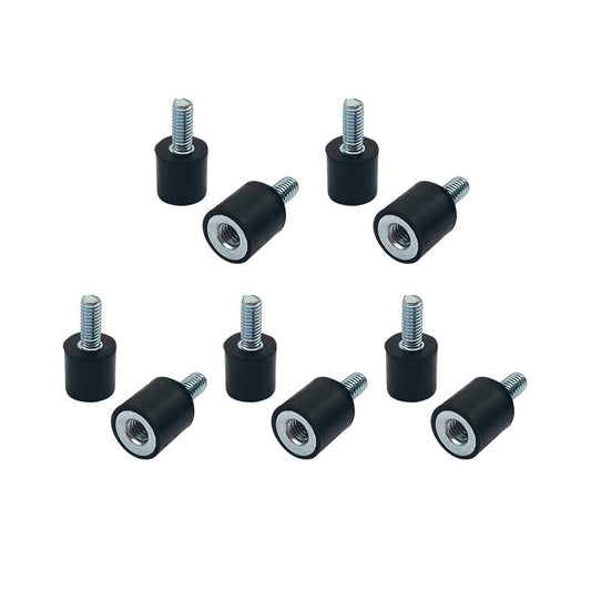 RJX 10pcs Vibration Isolator Rubber Shock Mount, Set of black rubber vibration isolator shock mounts with male threaded stud and female threaded insert