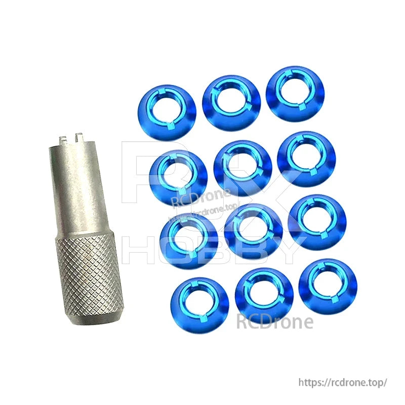 RJX 12PCS STAR POWER RC Transmitter Switch, RJX 12-piece blue RC transmitter star power switch collars with knurled metal installation tool