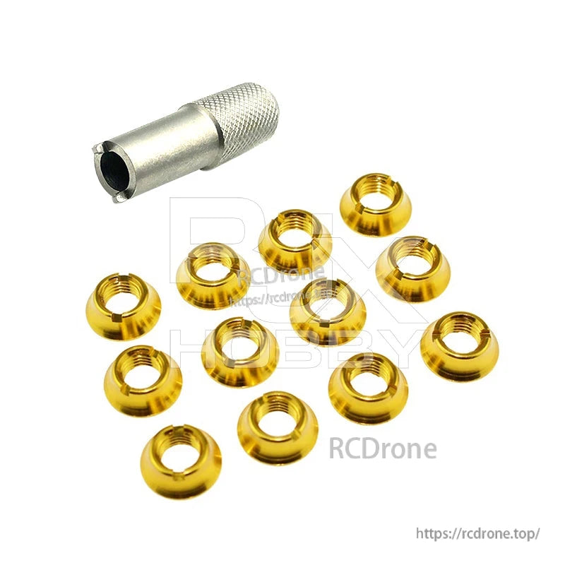 RJX 12PCS STAR POWER RC Transmitter Switch, RJX RC transmitter switch hardware set with gold anodized threaded collars and a metal installation tool
