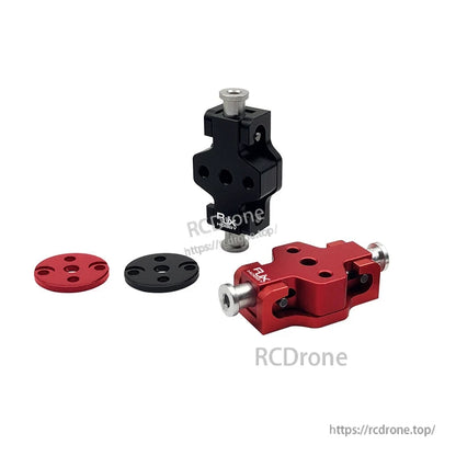 RJX aluminum propeller clamp quick-release mount set with red and black clamps and round adapter plates