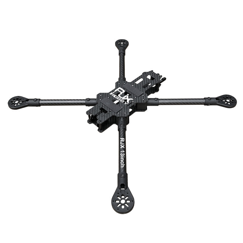 RJX 13-inch carbon fiber FPV racing drone frame kit with X-style arms and RJX Hobby center plates