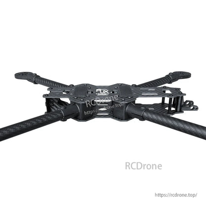 RJX 13-inch V1 carbon fiber FPV racing drone frame kit with X-style layout, long arms, and center stack plates