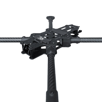 RJX carbon fiber FPV racing drone frame kit with long arms and open center plate for electronics mounting