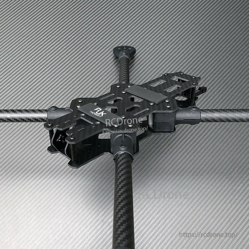 RJX 13-inch carbon fiber FPV drone frame kit with 4 arms and central plate stack, top view