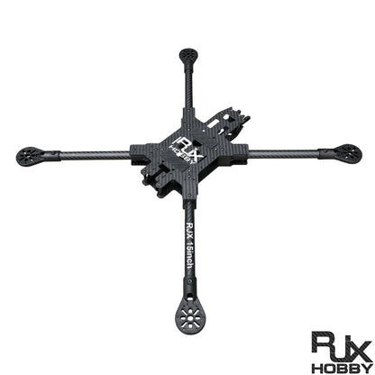 RJX 15inch V1 carbon fiber FPV racing drone frame kit with four arms and RJX Hobby center plate