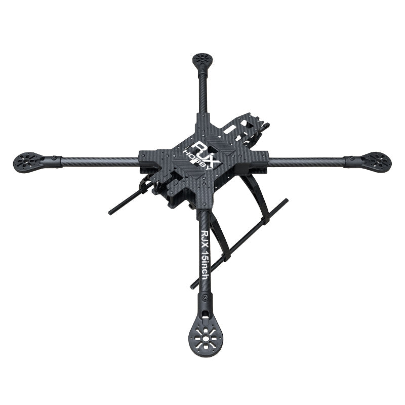 RJX 15inch carbon fiber FPV drone frame kit with long arms, central plate and landing gear legs