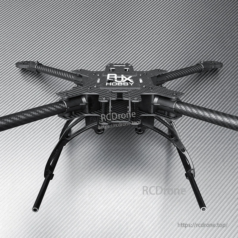 RJX carbon fiber FPV drone frame kit with long tubular arms and tall landing gear skids