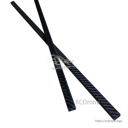 Rectangular carbon fiber tube with woven finish, 600mm length, 15x10mm outer and 13x8mm inner size