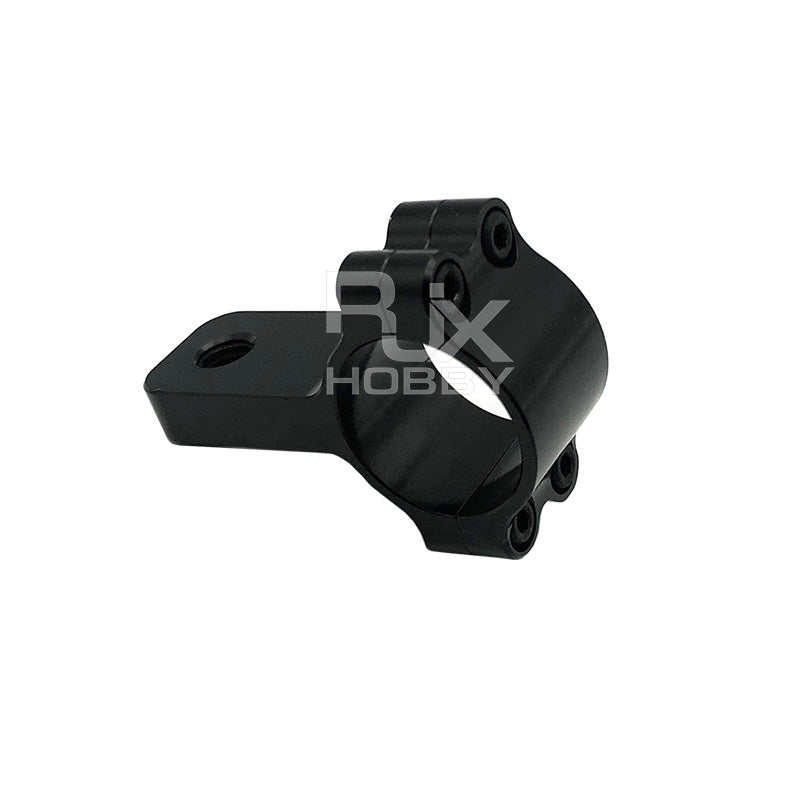 Black aluminum 18mm clamp mount bracket with circular seat and four bolt holes for RC UAV medicine box tripod
