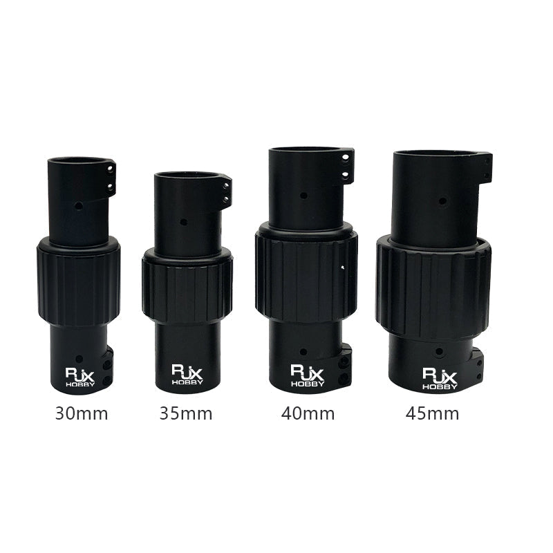 RJX 1PCS Folding Arm Carbon Tube Connector, RJX Hobby folding arm carbon tube connector set, black clamps in 30mm, 35mm, 40mm and 45mm sizes