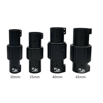 RJX 1PCS Folding Arm Carbon Tube Connector, RJX Hobby folding arm carbon tube connector set, black clamps in 30mm, 35mm, 40mm and 45mm sizes