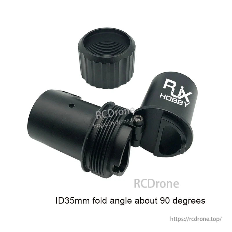 RJX 1PCS Folding Arm Carbon Tube Connector, RJX Hobby folding arm carbon tube connector with screw cap, 35mm inner diameter and 90-degree folding hinge