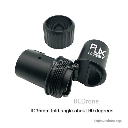 RJX 1PCS Folding Arm Carbon Tube Connector, RJX Hobby folding arm carbon tube connector with screw cap, 35mm inner diameter and 90-degree folding hinge