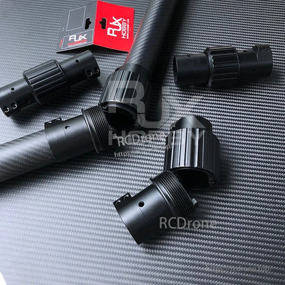 RJX 1PCS Folding Arm Carbon Tube Connector, RJX folding arm carbon tube connector with threaded black aluminum coupling and knurled locking collar