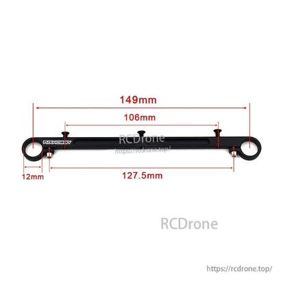 RJX 1pc 12mm UAV DJI Gimbal Mount, RJX UAV DJI gimbal mount bar with 12mm end holes, 149mm length, and two center mounting screws