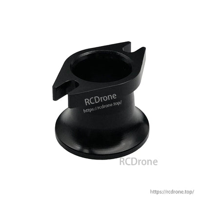 Black CNC aluminum air horn inlet velocity stack with flared intake and mounting flange for RC gas engines