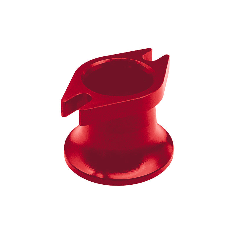 Red CNC aluminum air horn inlet intake velocity stack with flanged mounting ears for RC gas engines